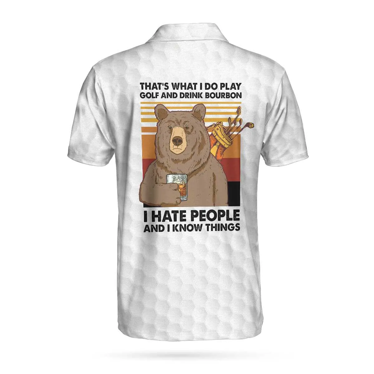Bear Play Golf And Drink Bourbon White Golf Polo Shirt, Funny Golf Shirt For Men Coolspod