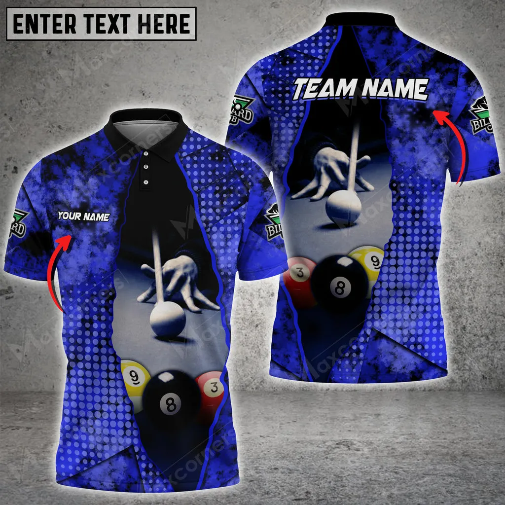 Billiards Hole Personalized Name 3D Polo Shirt Multi Color Options