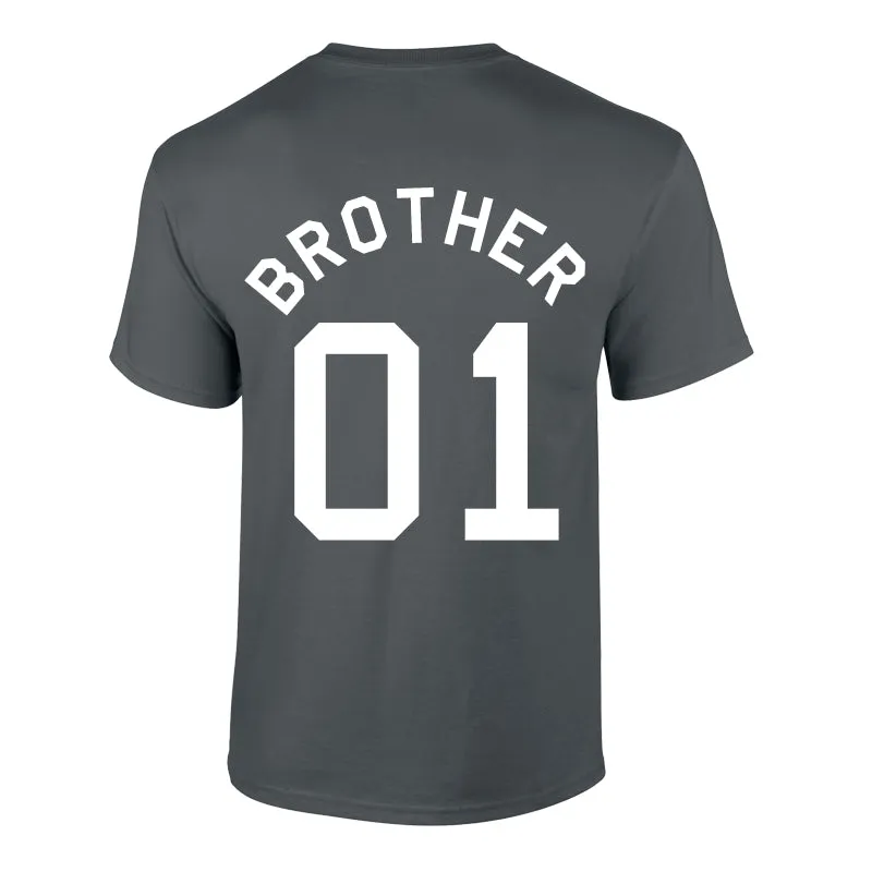 Collegiate Brother Back Number T-Shirts Charcoal (MRK X)