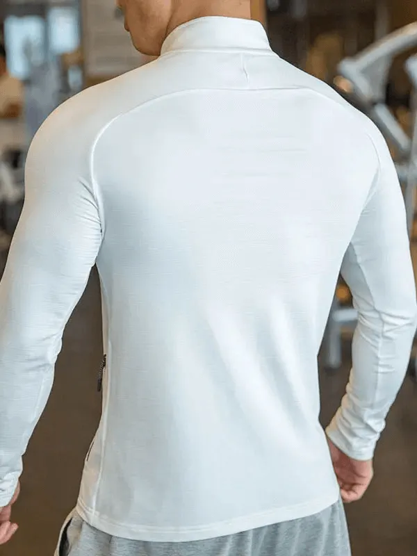 Compression Long Sleeves Zipper Stand Collar Running Jacket - SF1878