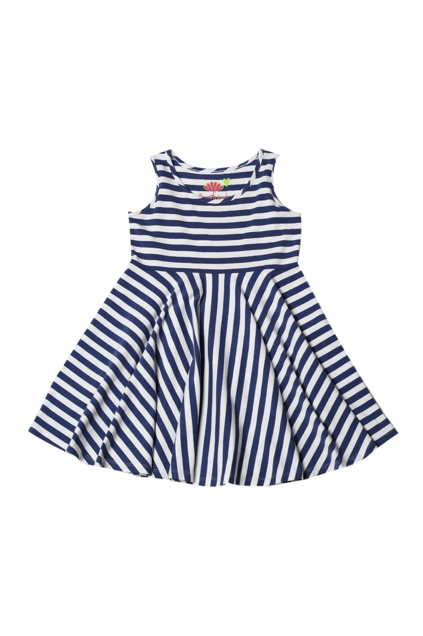 Little Cupcake Tank Full Circle Twirling Dress in Navy Stripe