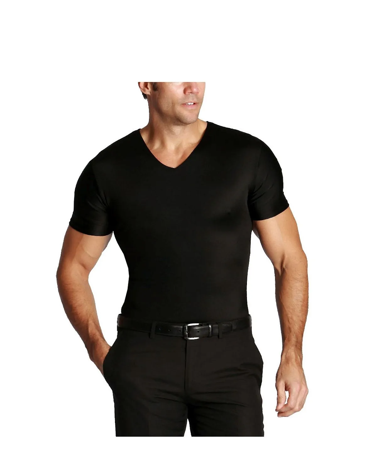 Men's Insta Slim Short Sleeve V-Neck Compression T-Shirt Instaslim