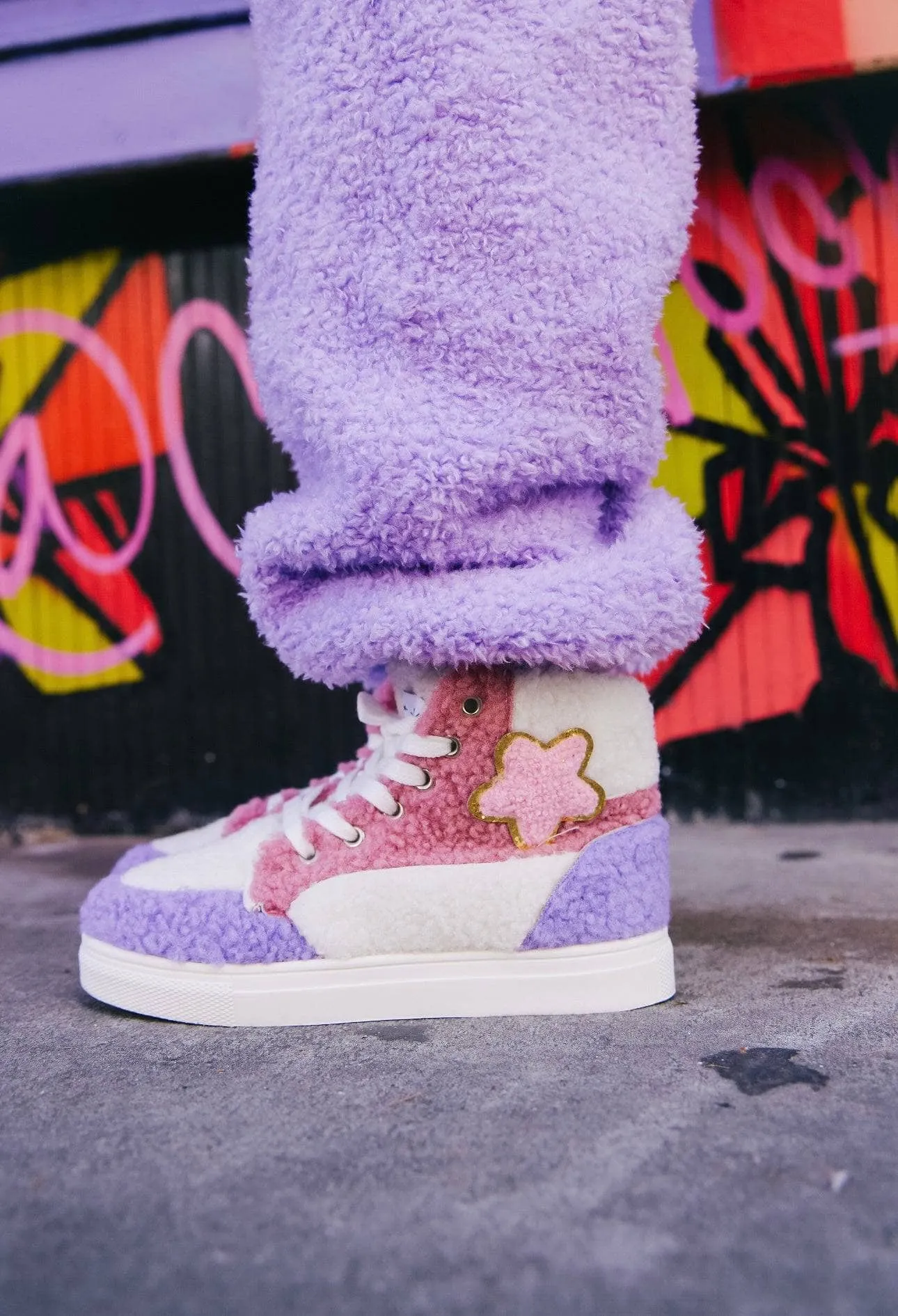 Pastel Cloud Sherpa High-Top Sneaker
