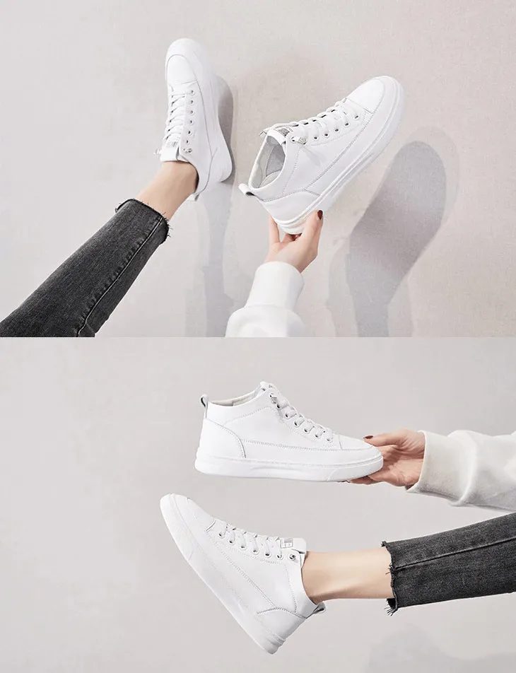 Sports Lace-Up Genuine Leather Vulcanized Shoes for Women - SF0251