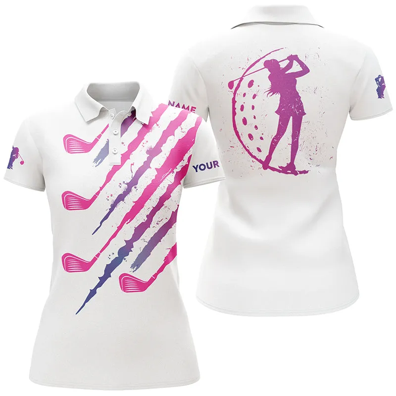Women Golf Polo Shirt We're More Than Just Golf Friends Watercolor Flamingo Custom Funny Golf Shirt